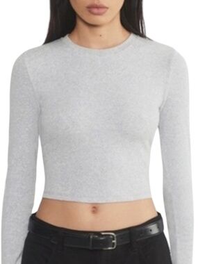 Aritzia TNA Homestretch Rib Crew Waist Longsleeve Top